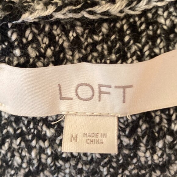 Loft SZ M Black & White cotton wool sleeveless turtleneck sweater tunic layer - Picture 5 of 7